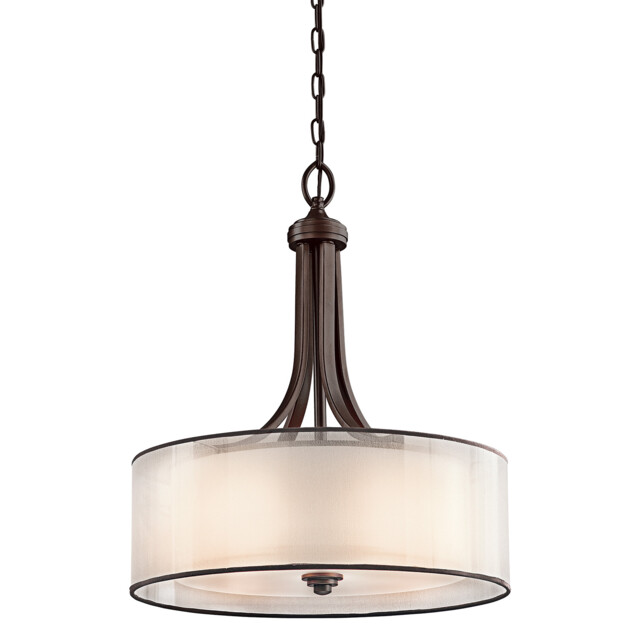 Lacey 4 Light Large Round Ceiling Pendant Mission Bronze, E27 - image 1