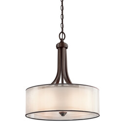 Lacey 4 Light  Large Round Ceiling Pendant Mission Bronze, E27 - thumbnail 1