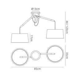 Nordica Ceiling Pendant with White Shade 2 Light E27, Matt White, Beech with Ivory White Shades - thumbnail 2