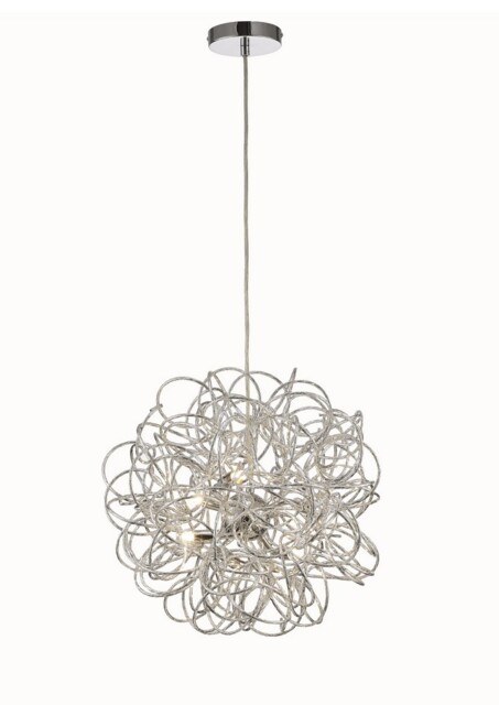 Cassidy Ceiling Pendant Spherical Interwinding Aluminium 6 Light G9 Silver, Chrome - image 1
