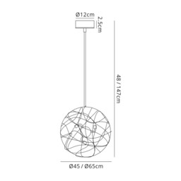 Cassidy Ceiling Pendant Spherical Interwinding Aluminium 6 Light G9 Silver, Chrome - thumbnail 3
