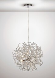 Cassidy Ceiling Pendant Spherical Interwinding Aluminium 6 Light G9 Silver, Chrome - thumbnail 2