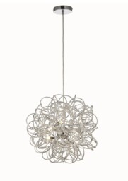 Cassidy Ceiling Pendant Spherical Interwinding Aluminium 6 Light G9 Silver, Chrome