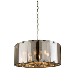 Clooney 8 Light Ceiling Pendant Slate Grey Gloss Paint, Smoke Cut Glass, E14 - thumbnail 1