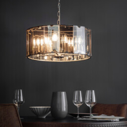 Clooney 8 Light Ceiling Pendant Slate Grey Gloss Paint, Smoke Cut Glass, E14 - thumbnail 2