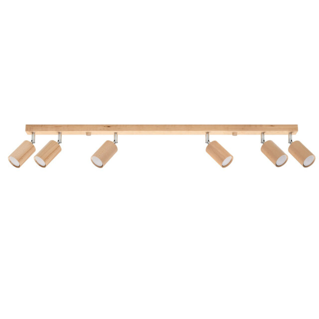 Berg Ceiling 6 Spotlight Bar, Natural Wood, 120cm - image 1