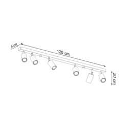 Berg Ceiling 6 Spotlight Bar, Natural Wood, 120cm - thumbnail 5