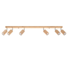 Berg Ceiling 6 Spotlight Bar, Natural Wood, 120cm - thumbnail 1