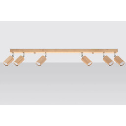 Berg Ceiling 6 Spotlight Bar, Natural Wood, 120cm - thumbnail 2