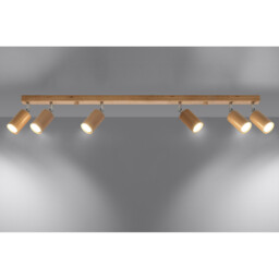 Berg Ceiling 6 Spotlight Bar, Natural Wood, 120cm - thumbnail 3