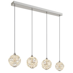 Virina Bar Pendant Ceiling Light Chrome K9 Crystals 4x LED 3000K - thumbnail 1