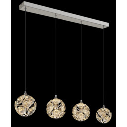 Virina Bar Pendant Ceiling Light Chrome K9 Crystals 4x LED 3000K - thumbnail 5