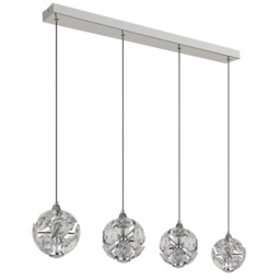 Virina Bar Pendant Ceiling Light Chrome K9 Crystals 4x LED 3000K - thumbnail 2