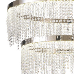 Bano Round 3 Tier Dimmable Pendant 90W LED, 4000K, 11300lm, Polished Chrome / Crystal Chain, 3yrs Warranty - thumbnail 5
