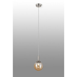 Richmond 12cm Pendant, 1 Light G9, IP44, Polished Nickel/Amber Smooth Round Glass - thumbnail 3