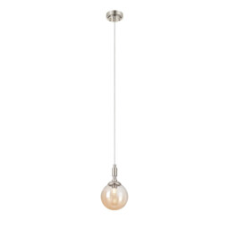 Richmond 12cm Pendant, 1 Light G9, IP44, Polished Nickel/Amber Smooth Round Glass - thumbnail 5