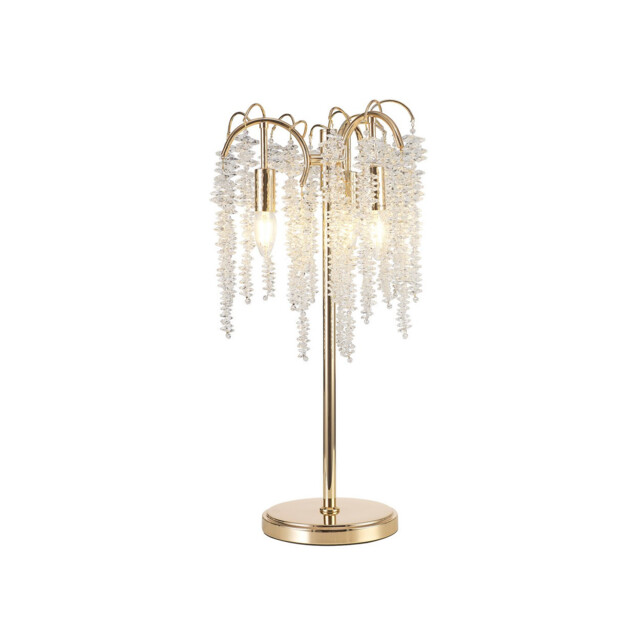 Wisteria Crystal Table Lamp, 3 Light E14, French Gold With Clear Crystal Clusters - image 1