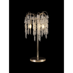 Wisteria Crystal Table Lamp, 3 Light E14, French Gold With Clear Crystal Clusters - thumbnail 2