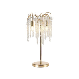 Wisteria Crystal Table Lamp, 3 Light E14, French Gold With Clear Crystal Clusters