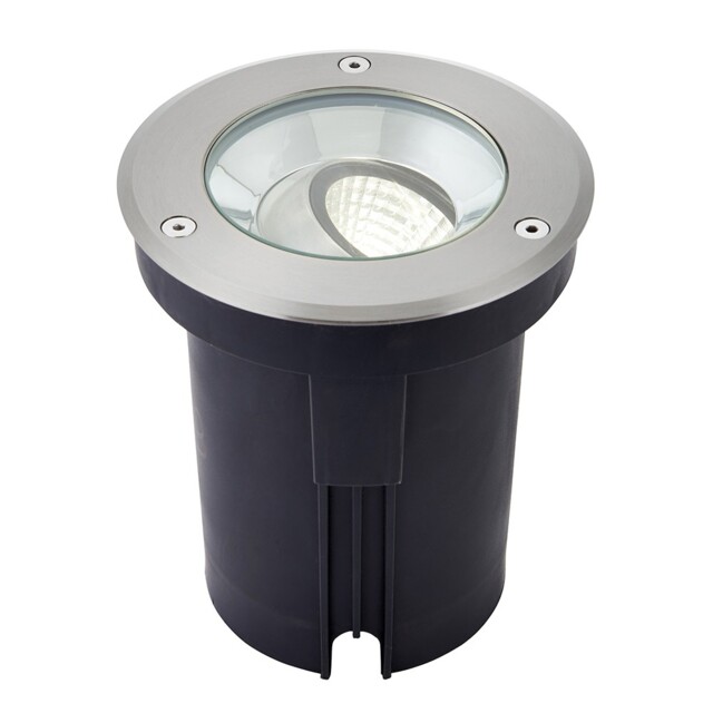Hoxton Outdoor Recessed Ground Light Cool White IP67 10.5W Matt Black Paint & Brushed Stainless Steel - image 1