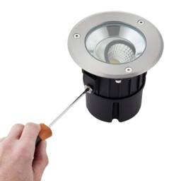Hoxton Outdoor Recessed Ground Light Cool White IP67 10.5W Matt Black Paint & Brushed Stainless Steel - thumbnail 2