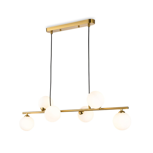 Groves Globe/Lando 6 Light Pendant Brushed Brass with Opal White Glass 6xG9