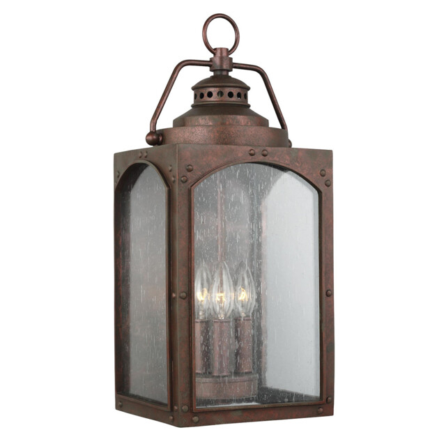 Randhurst Outdoor 3 Light Large Wall Lantern, Copper Oxide, IP44, E14 - image 1