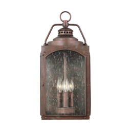 Randhurst Outdoor 3 Light Large Wall Lantern, Copper Oxide, IP44, E14 - thumbnail 2