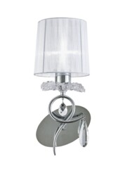 Louise Wall Lamp 1 Light E27 with White Shade Polished Chrome, Clear Crystal - thumbnail 1