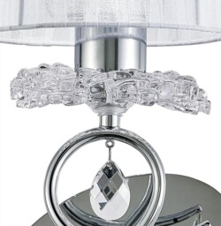Louise Wall Lamp 1 Light E27 with White Shade Polished Chrome, Clear Crystal - thumbnail 5