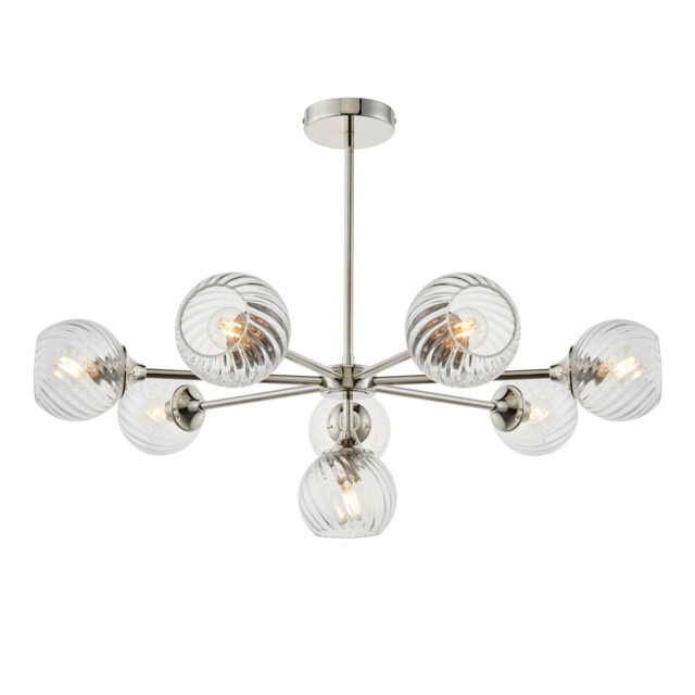 Allegra 8 Light Multi Arm Glass Shade Ceiling Pendant Bright Nickel - image 1