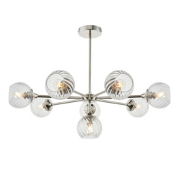 Allegra 8 Light Multi Arm Glass Shade Ceiling Pendant Bright Nickel - thumbnail 1