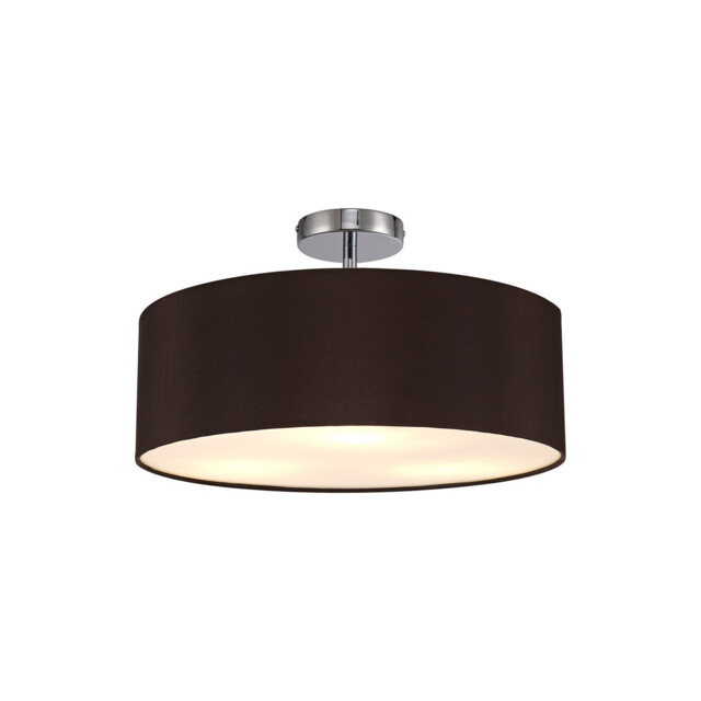 Baymont Polished Chrome 3 Light E27 Drop Flush, With 45cm x 15cm Faux Silk Shade, Black - image 1
