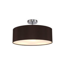 Baymont Polished Chrome 3 Light E27 Drop Flush, With 45cm x 15cm Faux Silk Shade, Black - thumbnail 1