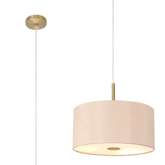 Baymont Antique Brass 5 Light E27 Single Pendant With 40cm x 18cm Dual Faux Silk Shade, Antique Gold/Ruby - image 1