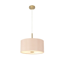 Baymont Antique Brass 5 Light E27 Single Pendant With 40cm x 18cm Dual Faux Silk Shade, Antique Gold/Ruby - thumbnail 5