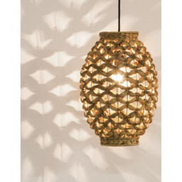 Griffin 24.5cm Dome Pendant Ceiling Light Dried Water Hyacinth Black Fabric Wire, Base LED E27 - thumbnail 2