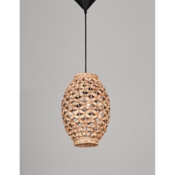 Griffin 24.5cm Dome Pendant Ceiling Light Dried Water Hyacinth Black Fabric Wire, Base LED E27 - thumbnail 3