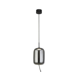 Lisbon 1 Light LED Pendant,Black And Smoked Glass 2700K