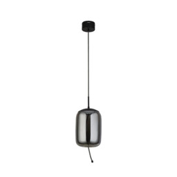 Lisbon 1 Light LED Pendant,Black And Smoked Glass 2700K - thumbnail 2