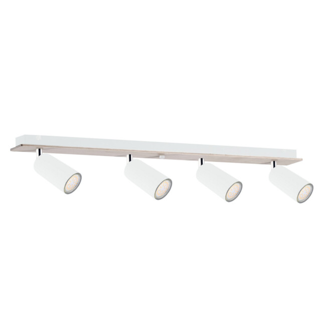 Eye Ceiling Spotlight Bar White, Wood, 60cm, 4x GU10
