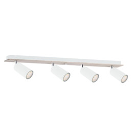 Eye Ceiling Spotlight Bar White, Wood, 60cm, 4x GU10