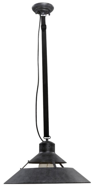 Industrial Dome Ceiling Pendant 40W E27 Large, Oxide Metal, Black Belt - image 1
