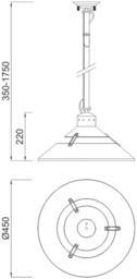 Industrial Dome Ceiling Pendant 40W E27 Large, Oxide Metal, Black Belt - thumbnail 2