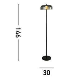 1 Light Led Floor Lamp, Matt Black With Smoked Glass - thumbnail 3
