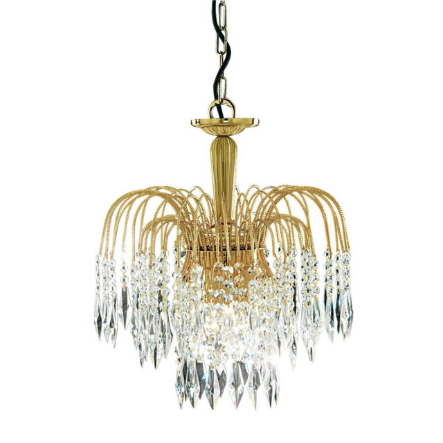 Waterfall Crystal Chandelier 3 Light Gold Finish, E14 - image 1