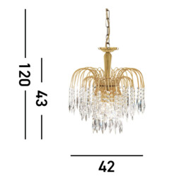 Waterfall Crystal Chandelier 3 Light Gold Finish, E14 - thumbnail 3