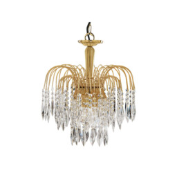 Waterfall Crystal Chandelier 3 Light Gold Finish, E14 - thumbnail 2