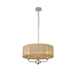 Banyan 3 Light Multi Arm Pendant With 45cm x 15cm Organza Shade Polished Chrome/Soft Bronze