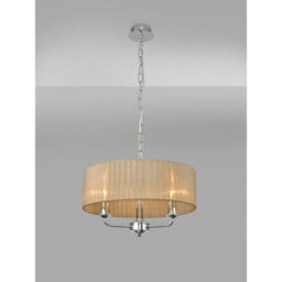 Banyan 3 Light Multi Arm Pendant With 45cm x 15cm Organza Shade Polished Chrome/Soft Bronze - thumbnail 2
